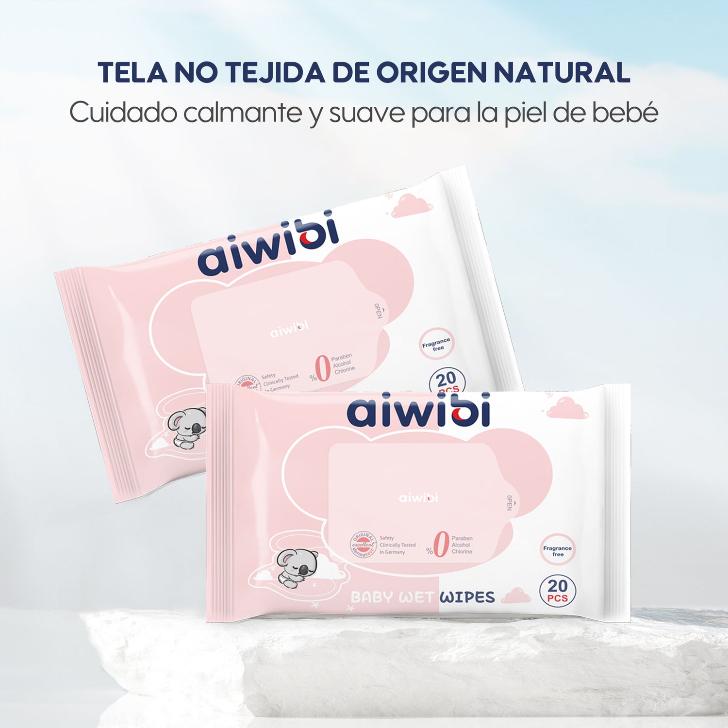 Pañitos húmedos Aiwibi Gentle Soft sin fragancia para piel delicada de bebés.