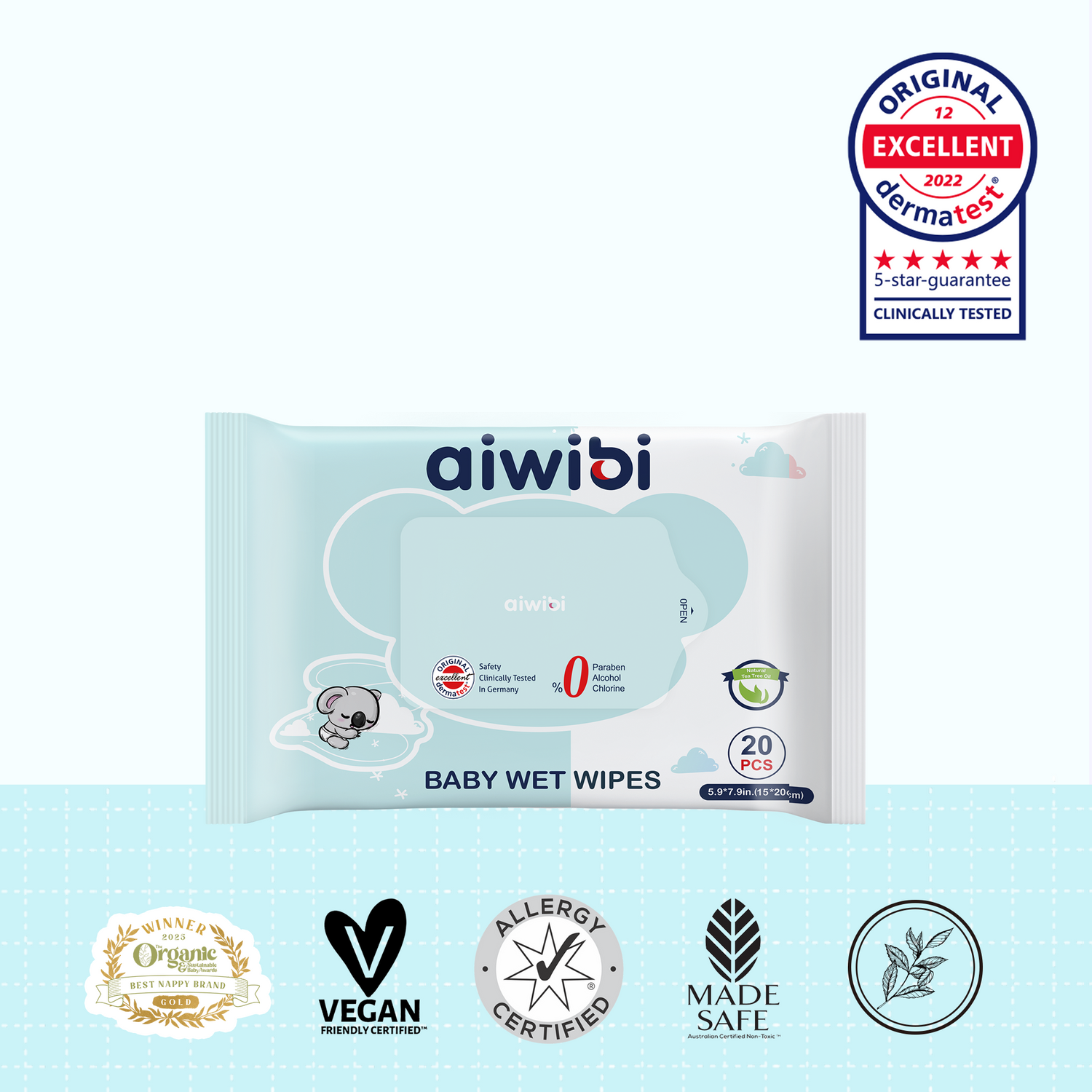 Pañitos húmedos para bebés Gentle Soft 20pcs (Té verde)