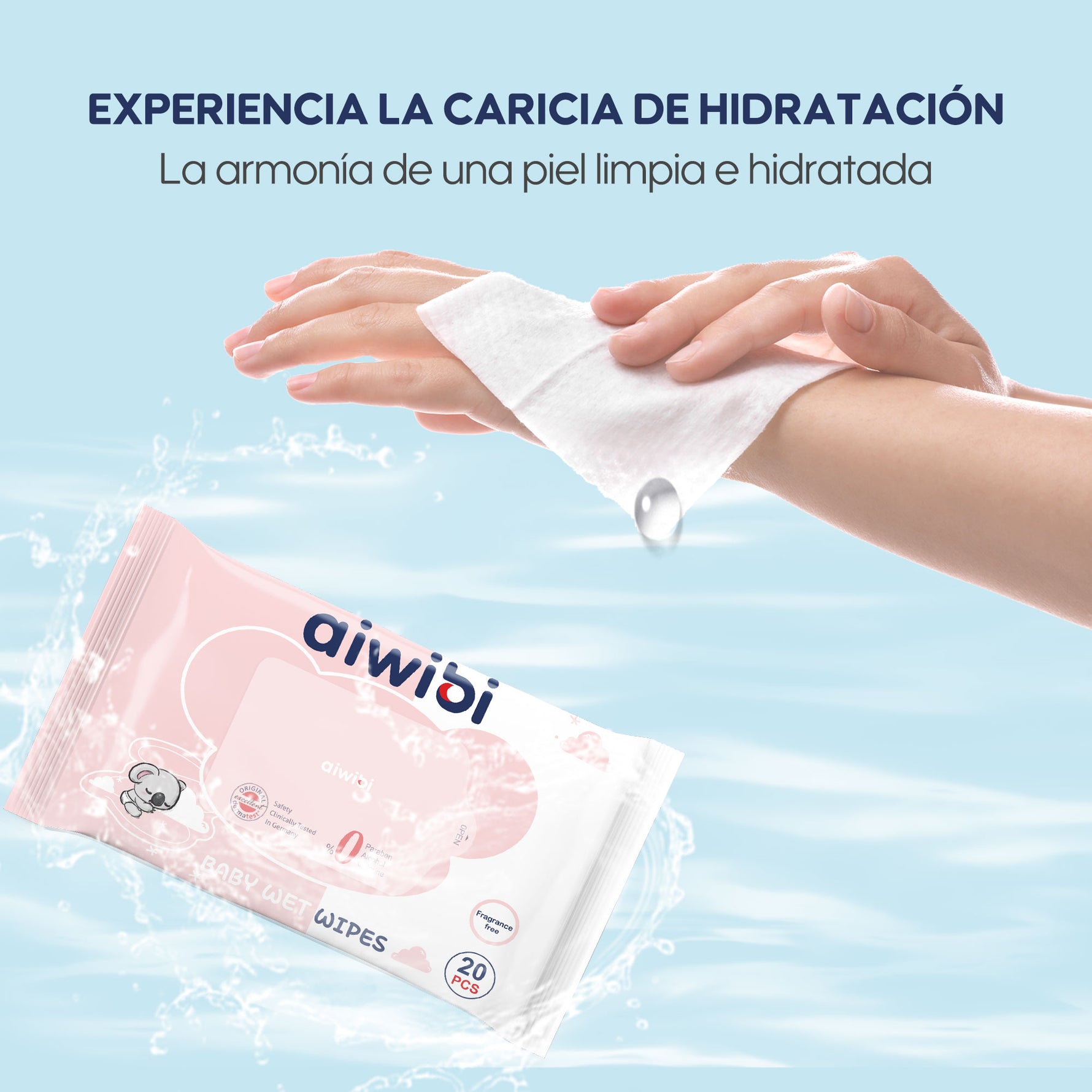Pañitos húmedos Aiwibi Gentle Soft sin fragancia para piel delicada de bebés.