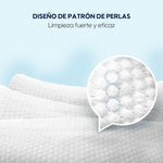 Diseño de textura perlada en pañitos húmedos Aiwibi para una limpieza suave y delicada.