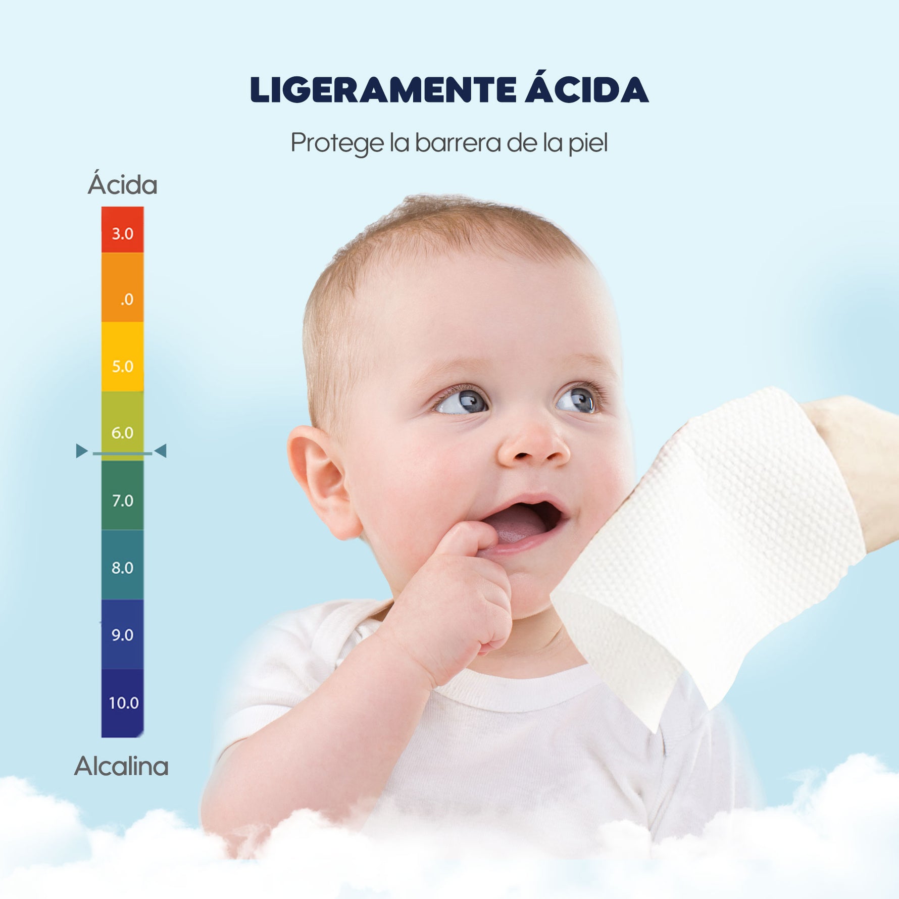 Pañitos húmedos Aiwibi con pH balanceado para una limpieza suave y respetuosa con la piel del bebé.
