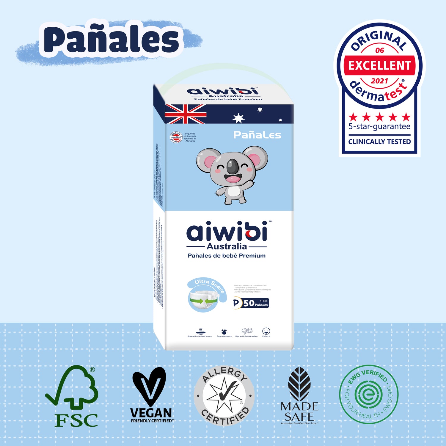 Pañales Premium Aiwibi Para Bebé Comfy Soft Talla (P) Paquete 50un.