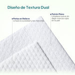 Las toallitas se despliegan hacia un lado para revelar su mayor tamaño y grosor absorbente.