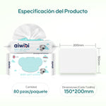 La foto muestra las especificaciones del producto Pañitos húmedos para bebés Gentle Soft 80pcs.