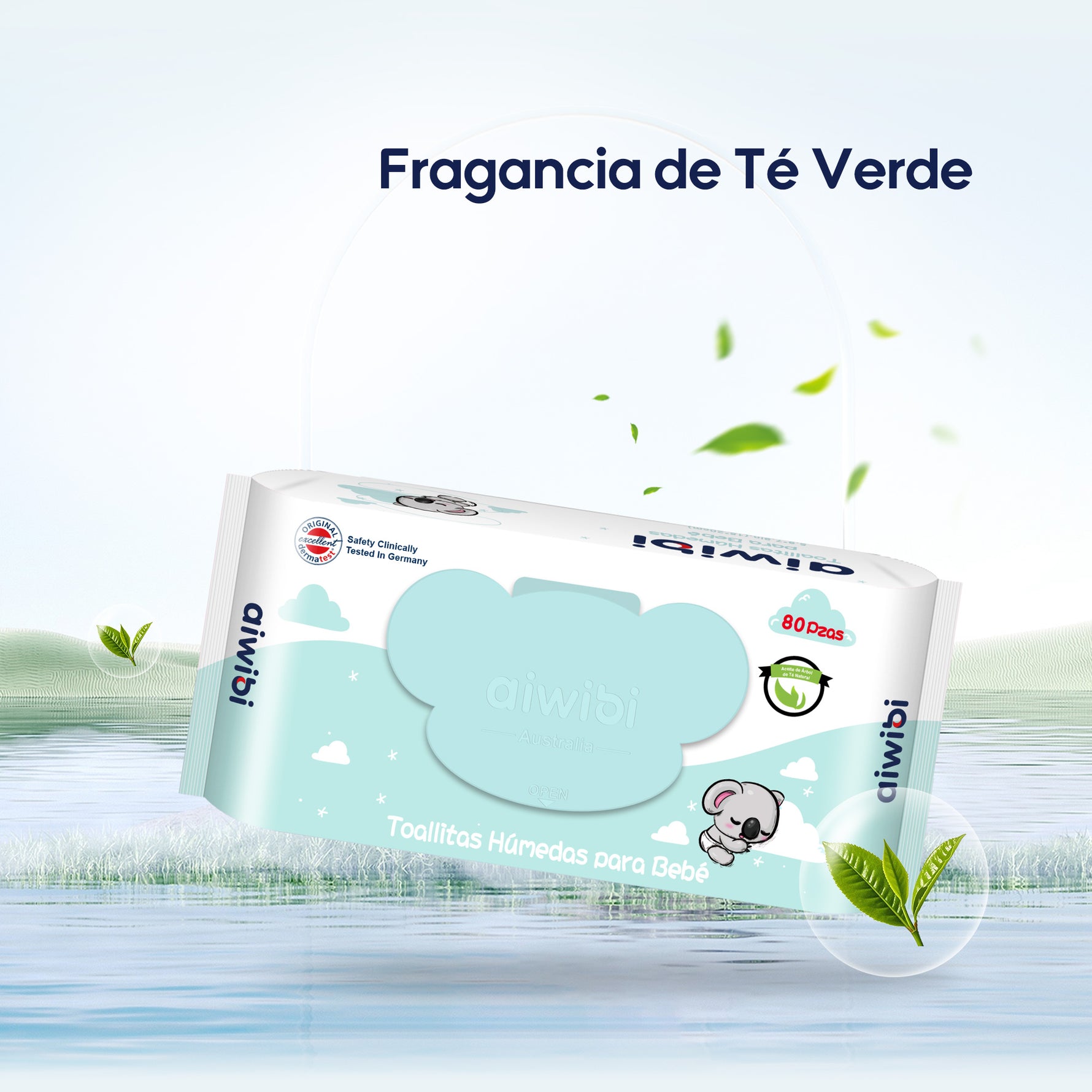 Aiwibi toallitas húmedas Gentle Soft con fragancia natural de té verde.