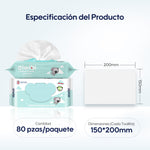 La imagen muestra Gentle Soft Baby Wipes 80 pcs Tamaño.