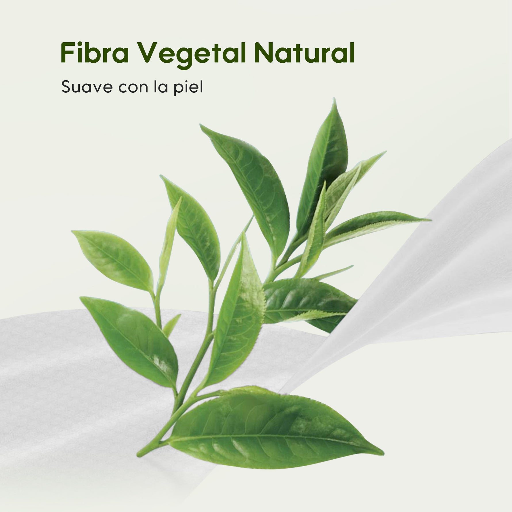 Primer plano de fibras vegetales 100% naturales en los pañitos húmedos Aiwibi Mini - suavidad que respeta la piel.