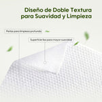 Diseño de doble textura en pañitos húmedos Aiwibi Mini: superficie perlada para limpieza profunda + cara suave para cuidado delicado.