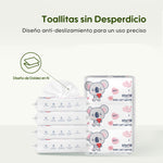 Dispensación fácil: pañitos húmedos Aiwibi Mini con doblez en N se deslizan suavemente uno a uno.